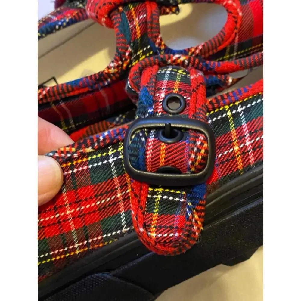 Womens size 7.0 VANS style 93 Mary Janes Red Plaid Mens 5.5 Boho Mod School NWOB - Picture 8 of 9